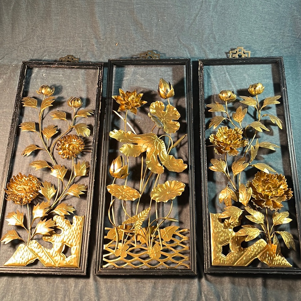 VTG Metal Leaf Floral Wall Decor